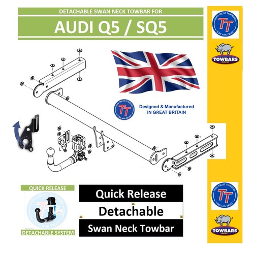 Detachable swan neck towbar - neck,
